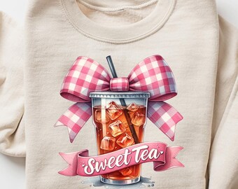 Sweat coquette de thé sucré, T-shirt de thé sucré, chemise à boire drôle, t-shirt girly esthétique, cadeau pour amateur de thé sucré, tenue coquette pour femme