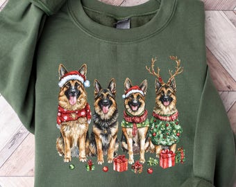 Felpa natalizia per cani Comfort, maglietta natalizia per pastore tedesco, maglietta grafica per pastore tedesco, regalo per mamma pastore, maglietta invernale per amanti dei cani