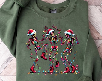 Skeleton Christmas Sweatshirt, Christmas Dancing Skeleton Shirt, Funny Skeleton Sweater, Skeleton Buddies Tshirt, Christmas Festive Gift
