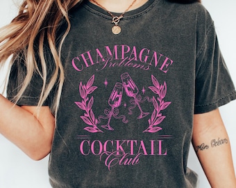 Retro Comfort Champagne Problems Shirt, Champagne Problems Social Club T Shirt, Old Money Aesthetic Girl Gift, Cocktail Club Est 1989 Tee