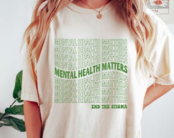 Camiseta retrô Comfort Mental Health Matters, camiseta para ansiedade, moletom para terapeuta, presente para psicólogo, gola redonda moderna para professor de educação física