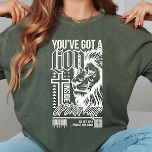 Comfort Christian Lion Shirt, You&#39;ve Got A Lion Inside Of Those Lungs Tee, Religious Shirt For Woman, Faith Based Shirt, Church Apparel