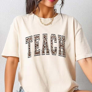 Comfort Leopard Teacher Shirt, Retro Teach TShirt, Teacher Appreciation Gifts, Teacher Graduation Crewneck, Student Teacher Gift