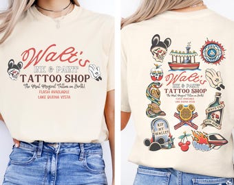 Comfort Colors Retro Walt's Ink & Paint Tattoo Shop Shirt, Disney Flash Tattoo Tee, Disney World Trip Tshirt, Retro Magic Kingdom Tattoo Top