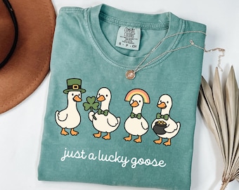 Comfort Colors® St Patrick's Day Shirt, Irish Gift, Cute St Patrick's Tshirt, Funny St Patrick Goose Tee, Holiday Goose Top, Festive Apparel