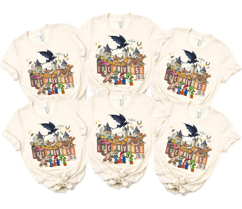 Custom Epic Universe Family Trip Shirt, Matching Mario Tee, Epic Universe Matching Tshirt, Epic Universe Family Top, Fun Family Trip Apparel image 1