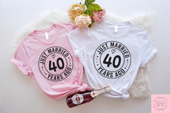 Just Married 40 Years Ago T-shirt, 40th Anniversary Shirt, Couple Matching Sweatshirt, Husband And Wife Tee, Marriage Anniversary Outfit