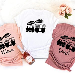 Train Birthday T-shirt, Chugga Chugga Two Two Birthday Shirt, Family Matching Tees, I&#39;m 2 Birthday Sweater, Family Matching Mom Dad Me Gift
