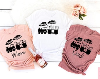 Train Birthday T-shirt, Chugga Chugga Two Two Birthday Shirt, Family Matching Tees, I&#39;m 2 Birthday Sweater, Family Matching Mom Dad Me Gift