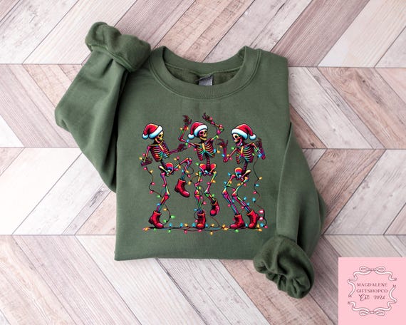 Skeleton Christmas Sweatshirt, Christmas Dancing Skeleton Shirt, Funny Skeleton Sweater, Skeleton Buddies Tshirt, Christmas Festive Gift