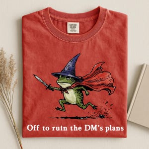 Koszulka „Comfort Colors Off to Ruin the DM's Plans”, zabawna bluza DnD, fantastyczny prezent, zabawny sweter z żabą, zabawna gra RPG na stole