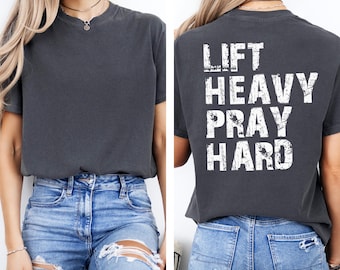 T-shirt dur pour prier avec des couleurs confortables, chemise sur le thème chrétien, t-shirt pour copain de gym Christ à la mode, cadeau pour chrétien, pull Faith pour amateur de sport