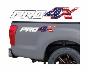 Nissan Titan XD PRO-4X Bed Side Decals White PRO American Flag 4X Vinyl Truck Stickers (Set of 2)