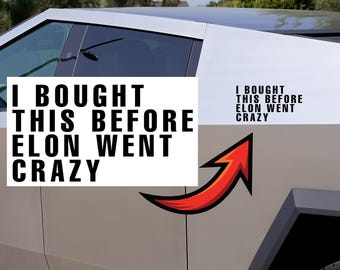 I Bought This Before ELON WENT CRAZY - Die Cut Tesla Sticker Decal Elon Musk