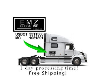 Plaques de camionnage personnalisées US DOT - 2 décalcomanies - numéros mc, autocollants point des États-Unis, lettrage de porte de camion haut de gamme, décalcomanie personnalisée de camion, autocollants