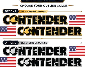 Contender Boat Decal Set 29" USA Flag Hull Stickers Navy Blue Gold or Silver Chrome (Set of 2)