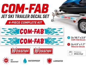 Fits Com-Fab Jet Ski Trailer Decal Set Wossner Style Stickers 4-Piece