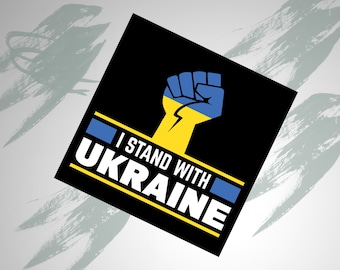 I Stand With Ukraine Full Color Sticker Support Ukraine Sticker 5.5''x5.5''