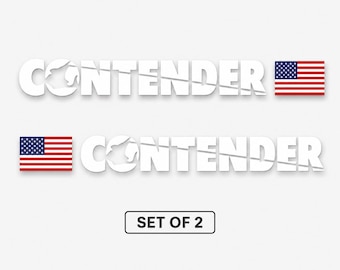 Contender Style Boat Logo USA Flag White Decals Stickers Set of 2 Marine Vinyl
