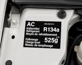 Custom AC Service Information Label Sticker, Vehicle Restoration Decal, Replacement Style Maintenance Label