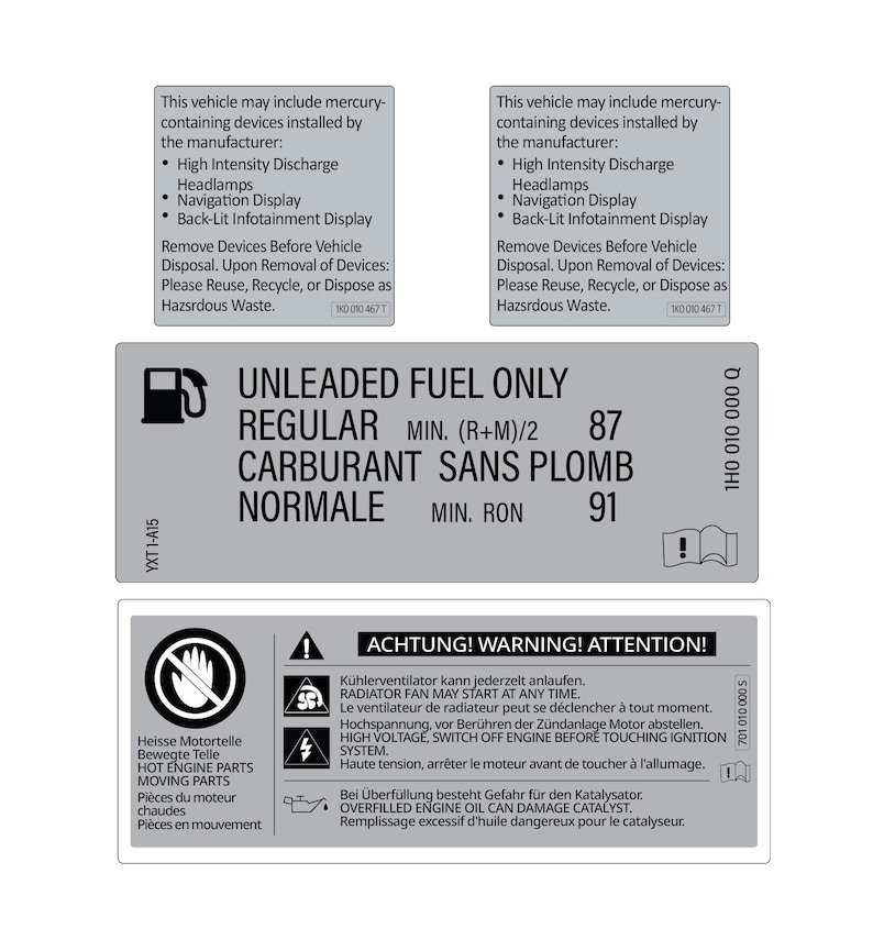 Custom Vehicle Information Decals, Fuel Warning Label, Mercury Label ...