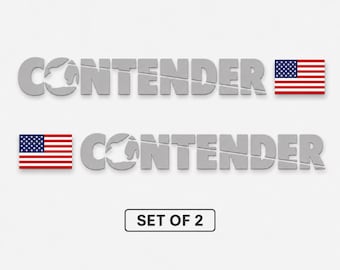 Contender Style Boat Logo USA Flag Silver Gray Decals Stickers Set of 2 Marine Vinyl
