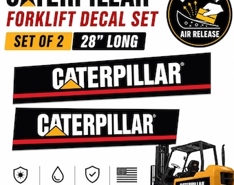Fits Caterpillar Forklift Decal Set of 2, 28 Inch Replacement Stickers, Air Release Vinyl, Left & Right Side