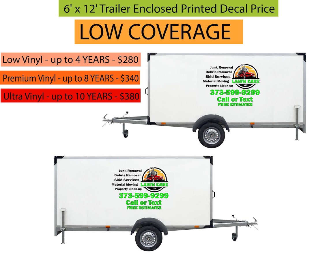 Custom Trailer Decals for 6x12 Enclosed Trailer, Vinyl Lettering ...