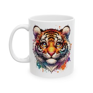 Fantasy Tiger Ceramic Coffee Mug, Colorful Art (11oz, 15oz) 11 Fluid ounces