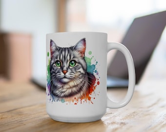 Cat Art Coffee Mug: Personalized Drinkware Gift (11oz 15oz)