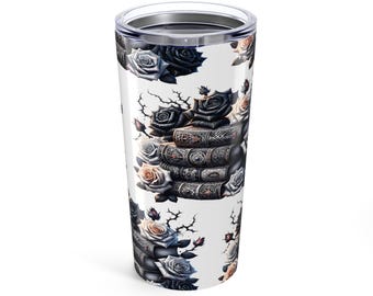 Gothic Rose Stainless Steel Tumbler: Dark Floral Travel Mug