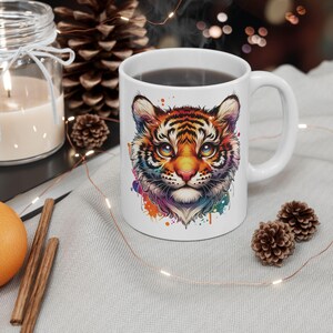 Fantasy Tiger Ceramic Coffee Mug, Colorful Art (11oz, 15oz) image 2