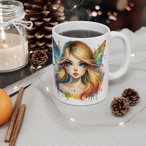 Blue-Eyed Fairy Ceramic Mug – Personalized Coffee, Tea Cup