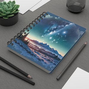 Niebiański spiralny notatnik Dreamy Night Sky Design, spersonalizowany dziennik, prezent dla uczniów, artykuły artystyczne, powrót do szkoły, pisanie, szkicowanie