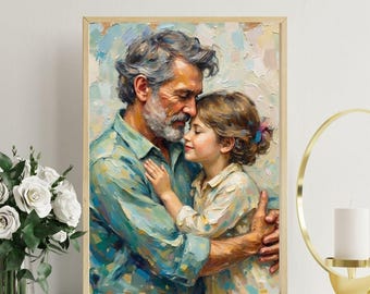 Father and Daughter Watercolor Wall Art | Digital Download Print | Emotional Family Illustration | Father’s Day Gift | Modern Home Decor