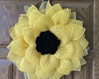 Black Eyed Susan Wreath, Wreath for Front Door, Sunflower Wreath, Summer Wreath, Spring Wreath, Fall Wreath, Yellow Flower Wreath,