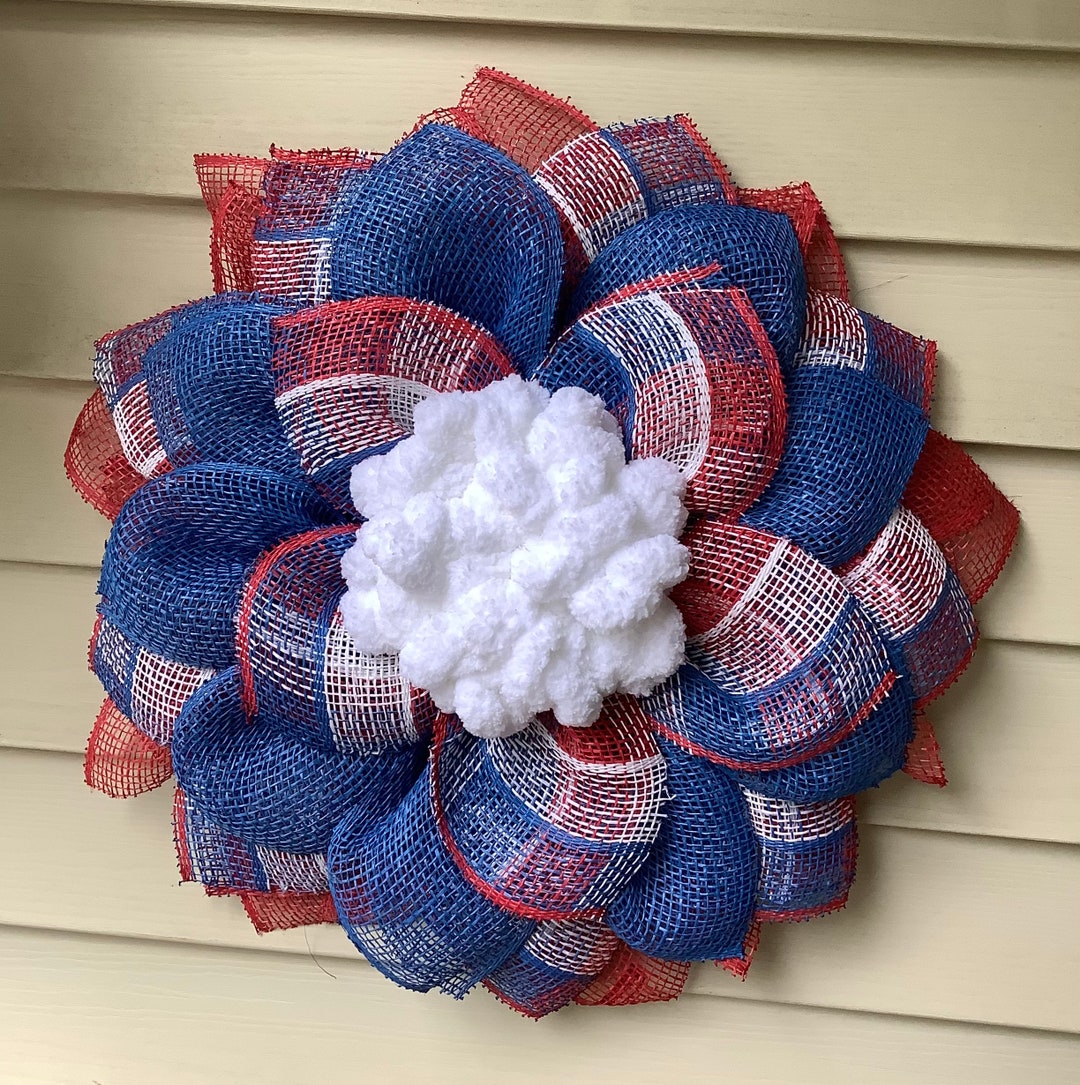 Red White Blue Wreath Patriotic Wreath Wreath for Front Etsy