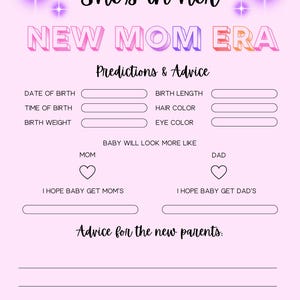 Cartões de dicas para chá de bebê com tema Swiftie: modelo personalizado para novas mães e pais