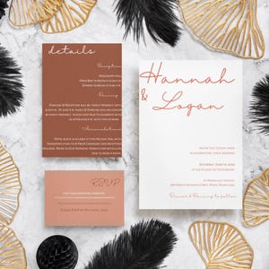 Suite personnalisable élégante et minimaliste de faire-part de mariage : modèle de carte d'invitation, de réponse et de détails