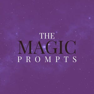 May include: A purple background with white stars and the text "THE MAGIC PROMPTS" in black. Below the text is the name "MAGGIE SCHULTZ" in white. The text "UTILIZE AI TO GROW AND AUTOMATE YOUR ETSY SHOP." is at the top of the image.