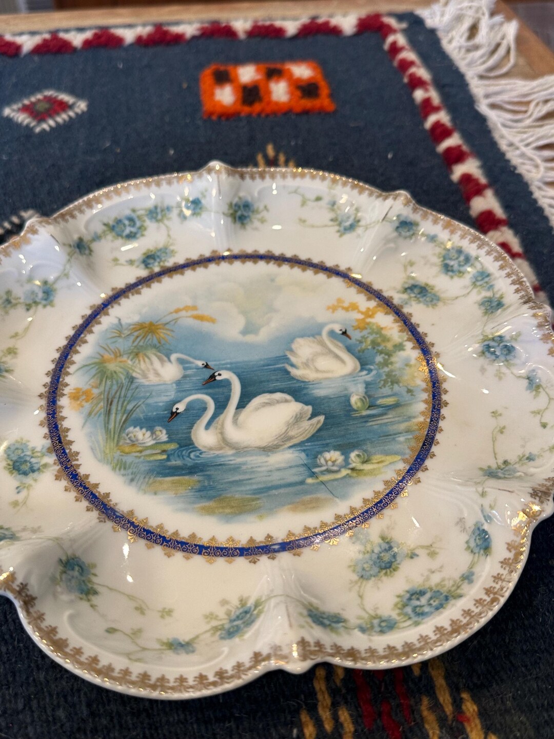 Swan Ruffed Vintage Ruffled Porcelain SWAN PLATE Austria - Etsy