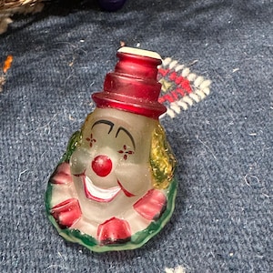 Vintage  GLASS  Lightbulb Cover Figural Christmas  CLOWN