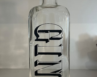 Vintage TCW Corked GIN Decanter USA Typography