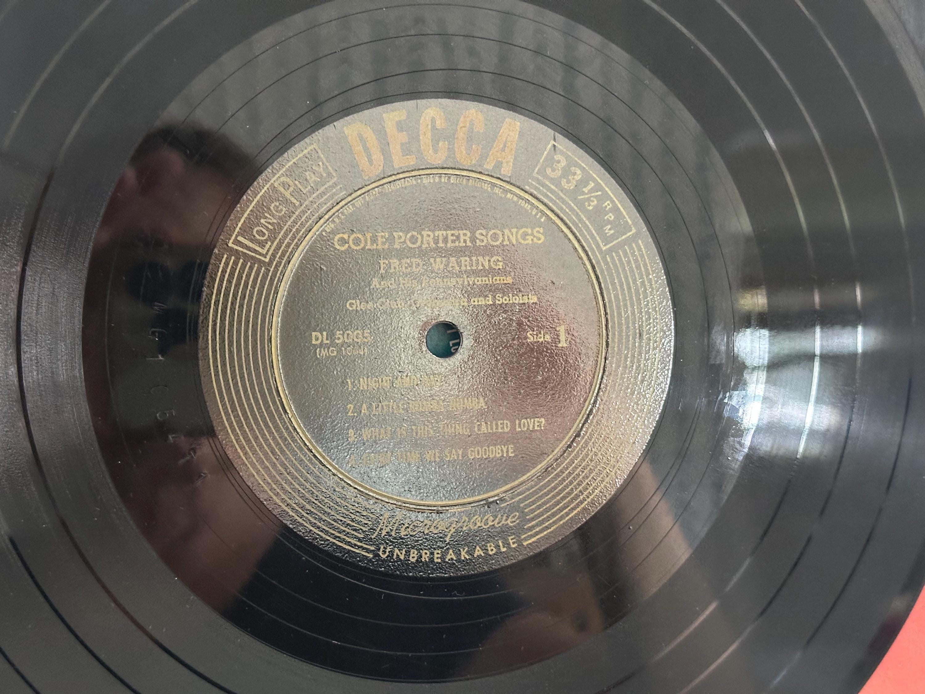 Vintage DECCA RECORDS 33 1/2 Fred Waring Music Cole Porter Songs