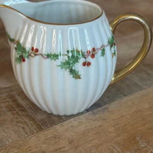 Vintage LIMOGES CHRISTMAS Creamer A Lanternier Co