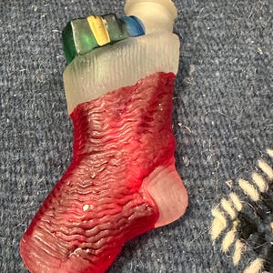 Vintage  GLASS  Lightbulb Cover Figural Christmas  STOCKING