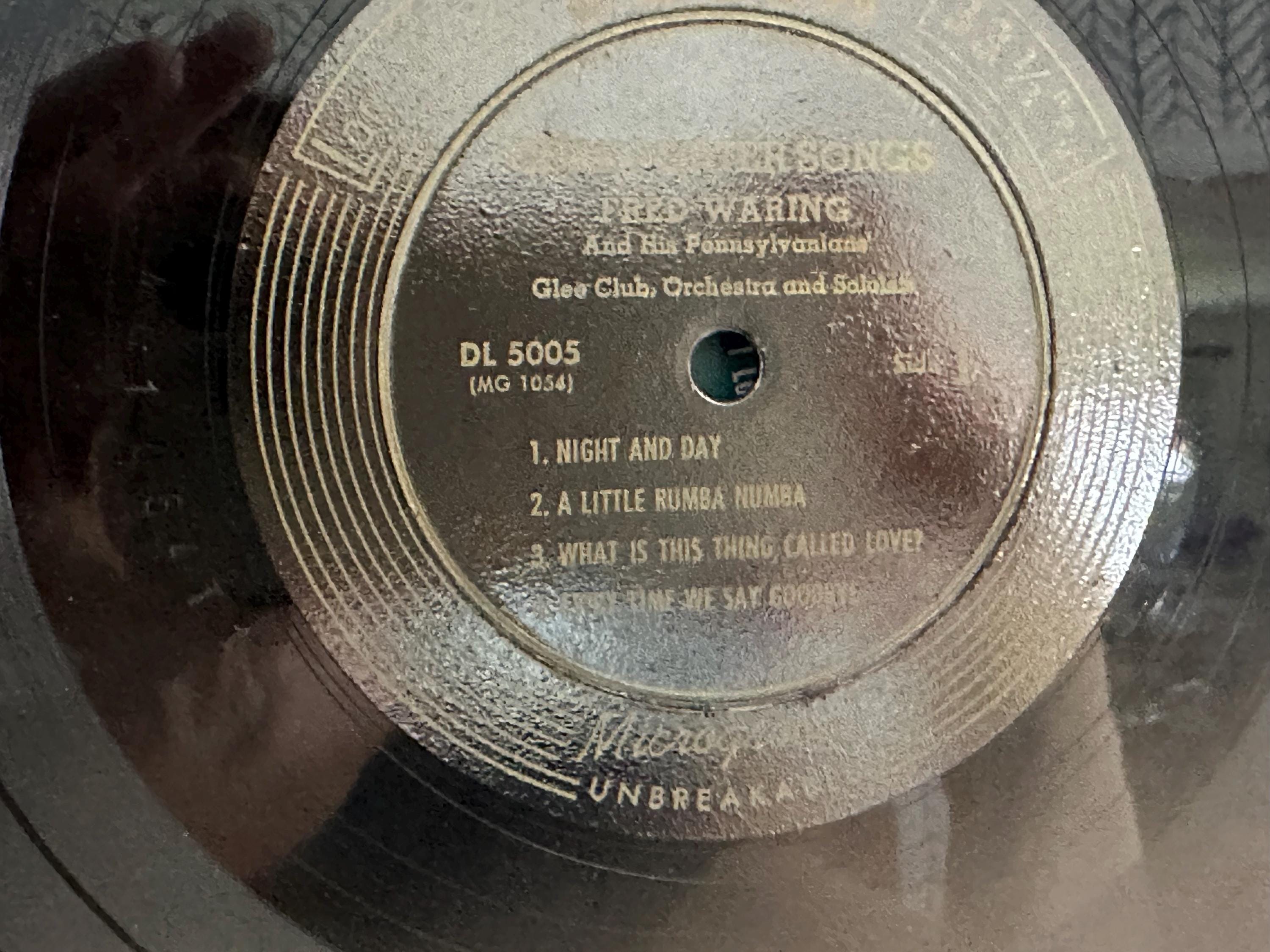 Vintage DECCA RECORDS 33 1/2 Fred Waring Music Cole Porter Songs