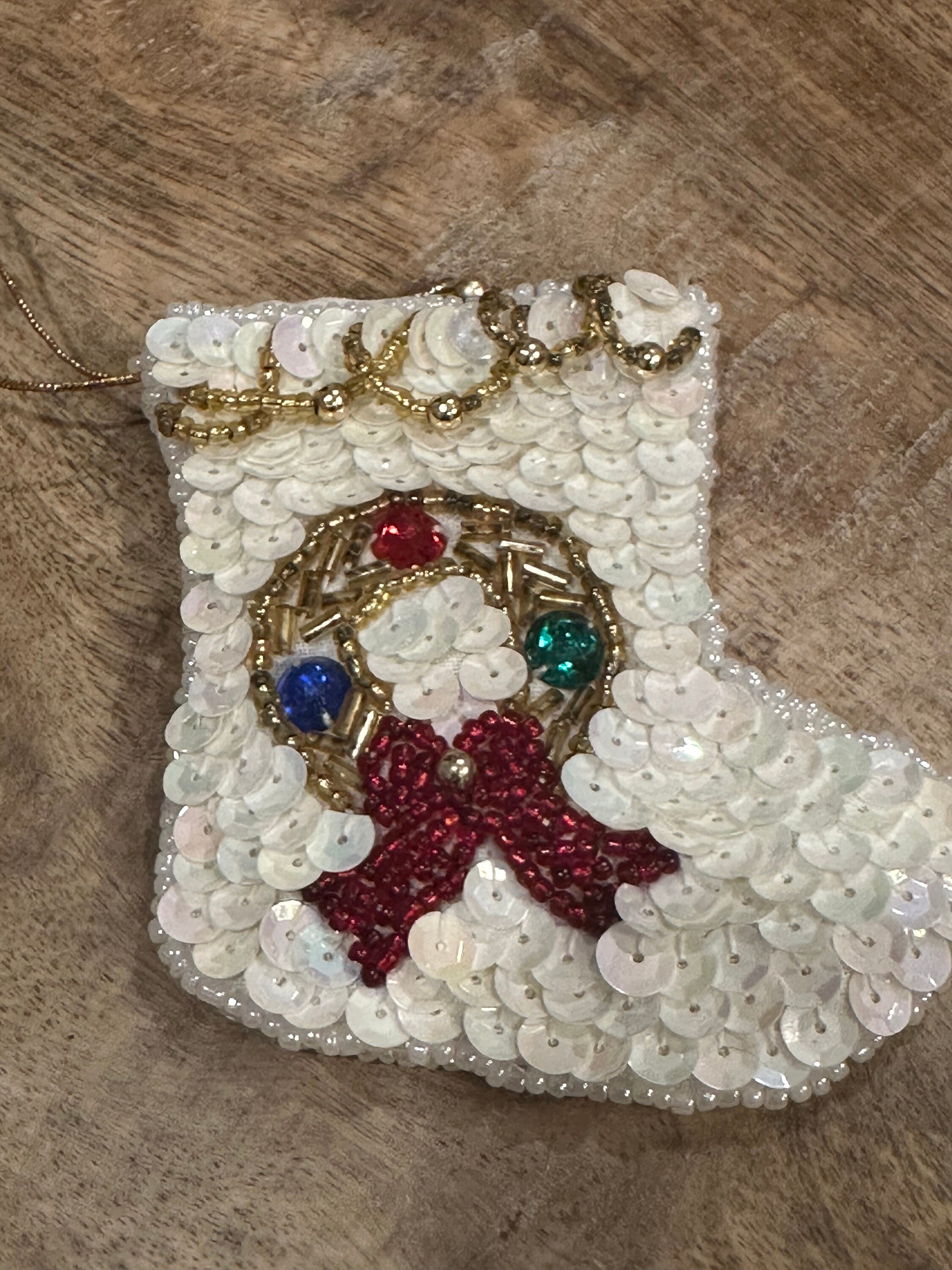 HOUSE of HATTEN STOCKING Christmas Sequin Ornament