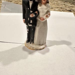 Vintage BRIDE and GROOM CAKE Topper Chalkware Wedding