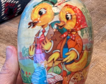 VINTAGE West Germany Paper Mache EASTER Chick EGG